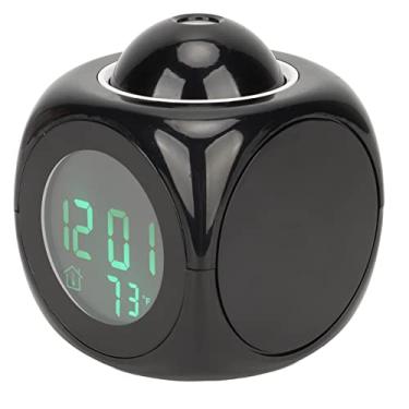 Imagem de Luqeeg Despertador de projetor, função soneca, relatório de tempo de voz e despertador de música com ângulos de projeção ajustáveis, fácil operação, tamanho mini e leve para casa