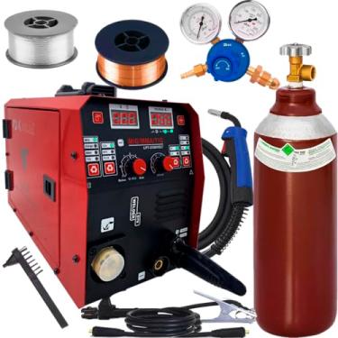 Imagem de Maquina De Solda Inversora Multiprocesso Mig 150 Tig Eletrodo Completa Garrafa Solda 7 Litros Arames 1kg 0.8mm Usk