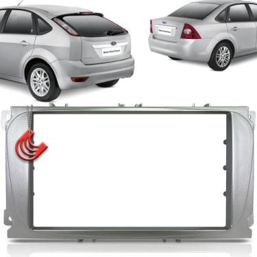 Imagem de Moldura Painel 2 Din Central Multimidia Dvd Mp5 Prata Ford Focus 09/13