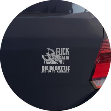 Imagem de Adesivo de Carro Vikings Fuck Calm Go To Valhalla - Cor Prata - Melhor