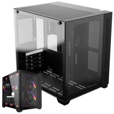 Imagem de Gabinete Pcyes Forcefield Vulcan Black com Painel Frontal e Lateral em