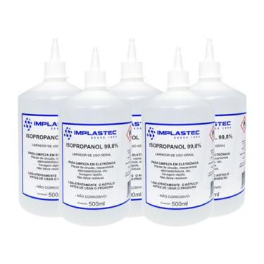 Imagem de Kit 5 Álcool Isopropilico 500ml - 99,8% Isopropanol Limpeza Eletrônica