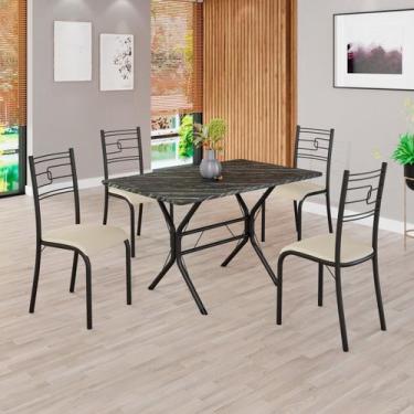 Imagem de Conjunto Sala de Jantar Mesa Retangular 100x60cm Tampo Pedra Ardósia I