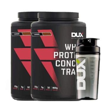 Imagem de Combo 2X Whey Concentrado 900G Cookies + Coqueteleira - Dux - Dux Nutr