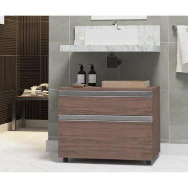 Imagem de Gabinete para Banheiro com Rodízio 80cm 2 Gavetas Safira Inferior - Co