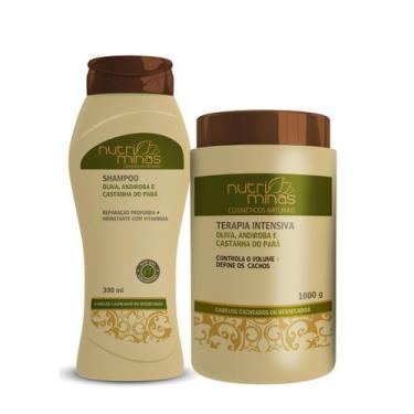 Imagem de Máscara 1kg e Shampoo 300ml Nutriminas Oliva Ressecados