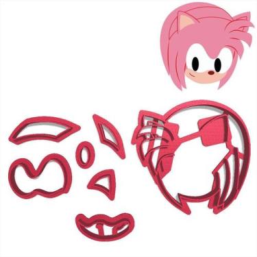 Imagem de Cortador Modular Game Ouriço Sonic Cabeça Amy Rose - DOCE IMPRESSO, 4c