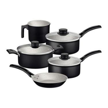 Imagem de Jogo de Panelas Turim Aluminio Revestimento Antiaderente 5 Peças Preto