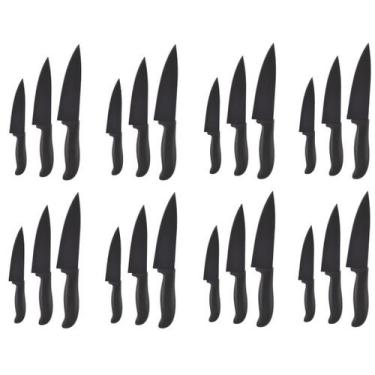 Imagem de 8 Jogo Faqueiro De Casa Preto Churrasco Gourmet Buffet Faca - UNIVENDA