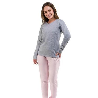 Imagem de Pijama Longo Bela Notte 1001594 Algodão, M, Mescla