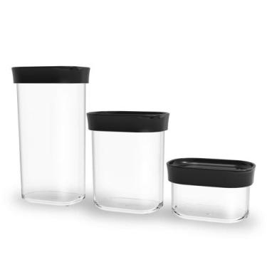 Imagem de Kit Conjunto Cozinha 3 Potes Herméticos 60 de Acrílico para Temperos -