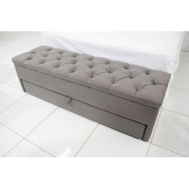 Imagem de Puf Baú Estofado com Gaveta King 195x50x45cm Cor Camurça - Materiais d