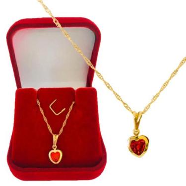 Imagem de Correntinha Feminina Ponto de Luz Vermelha Banhado a Ouro 18k - Dinis 
