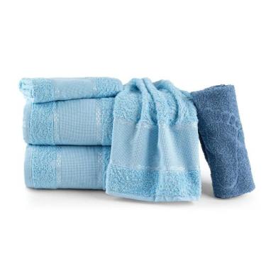 Imagem de Kit Toalhas de Banho 5pç para Casal Rosas Bordadas Slim Plus - EMPÓRIO