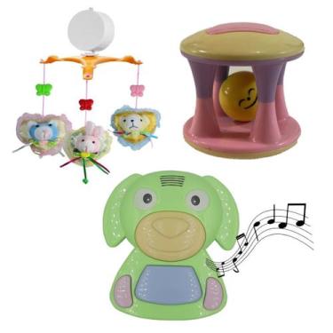 Imagem de Brinquedos Para Nenem Chocalho + Dog Musical e Móbile Urso - Color Bab