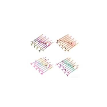 Imagem de 10 PCs Sereia Kit de Pincéis de Maquiagem Profissional ‍Cerdas Sintéticas Macias, Cores Metálicas