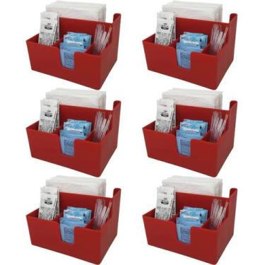 Imagem de Kit 6 Porta Sachês Guardanapos Açúcar Organizadores Bancada Vermelho -