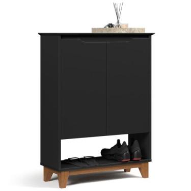 Imagem de Sapateira para Hall de Entrada Quarto 68cm Flow Preto - EJ Móveis - EJ