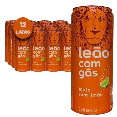 Imagem de Chá Pronto Leão Mate Com Limão Com Gás 290Ml (12 Latas) - Leao