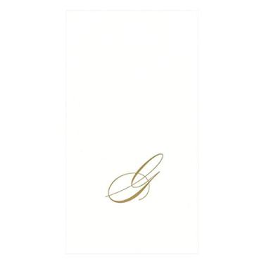 Imagem de Guardanapos de toalha de papel de pérola branca e dourado Caspari - Letras iniciais, G, G, Guest Towel, 1