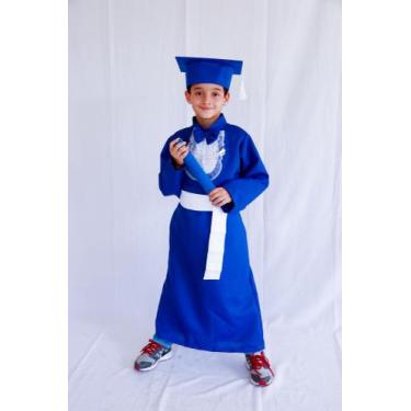 Imagem de Kit  Infantil Beca, faixa e capelo rígido + Canudo De Camurça - beka l