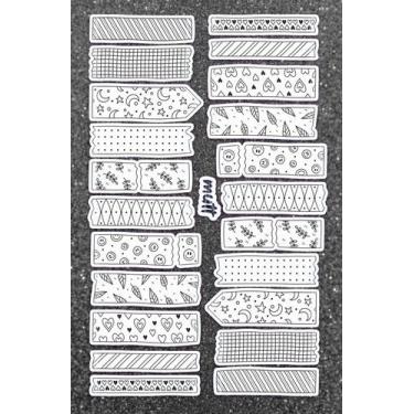 Imagem de Cartela Adesiva Black And Washi Planner Decoração Papelaria - Mutt com