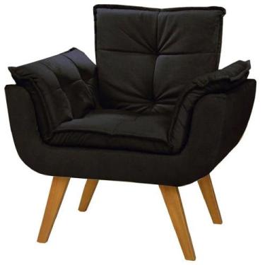 Imagem de Poltrona Luxo Decorativa Suede 1 Lugar Escritório Preto - A Z DECOR