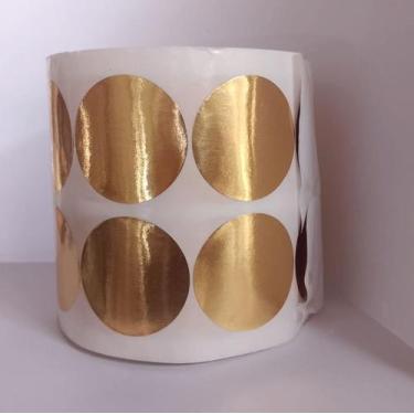 Imagem de Etiqueta adesiva dourada lisa, 4 x 4 cm - chancela - 500 unidades - Te