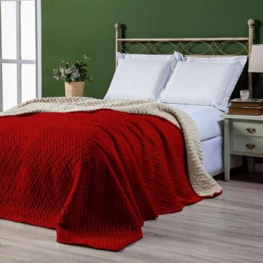 Imagem de Cobertor Queen Sherpa Pele de Carneiro Vermelho Casaborda 1 peça
