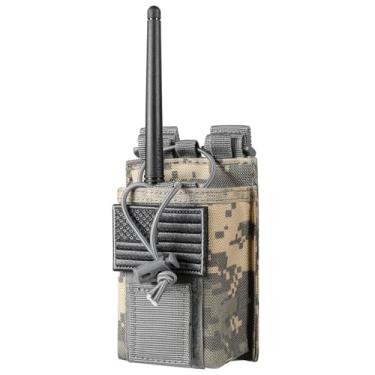 Imagem de FRTKK Suporte de rádio tático coldre de rádio Molle bolsa de rádio universal bolsa de rádio militar resistente para bombeiro policial colete Walkie Talkies de duas maneiras (ACU)