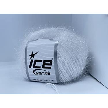 Imagem de Brilhante branco macio - fio de cílios de nylon Ice Yarns Metallic Lurex 50 g 153 jardas