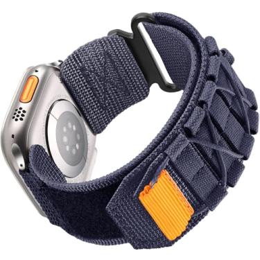Imagem de Nixiamy Compatível com Apple Watch 41 mm, 40 mm e 38 mm, pulseira de substituição de nylon resistente compatível com Apple Watch séries 10 9/8/7/6/5/4/SE (azul marinho)