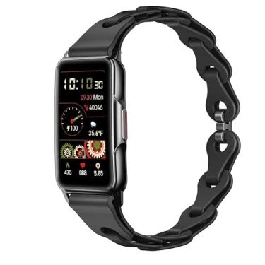 Imagem de Lamshaw Compatível com pulseiras de relógio inteligente Mindrose, pulseiras de substituição ocas de silicone elástico de 18 mm compatíveis com relógio Mindrose H80 de 3,7 cm, relógio Wontrum Y70