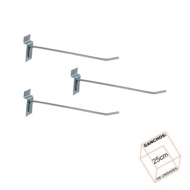 Imagem de Gancho Para Painel Canaletado 25cm Zincado Kit 100 Unidades - LM Balco