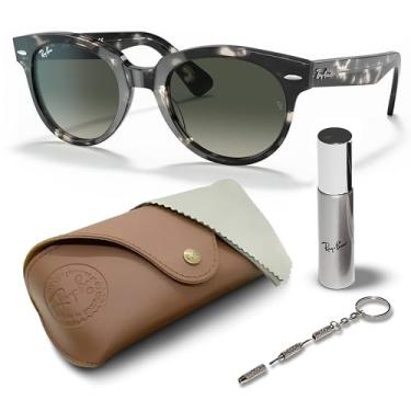 Imagem de Ray-Ban Óculos de sol RB2199 ORION Phantos para homens e mulheres com kit oficial de óculos RAYBAN, Armação Havana cinza polida | Lente gradiente cinza, 52 mm