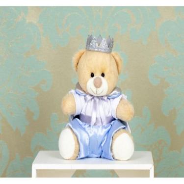 Imagem de TEDDE PRINCIPE URSO DE PELUCIA 12 cm - CKD CONFECCOES, Azul claro com 