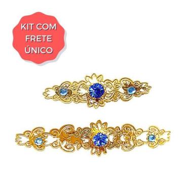 Imagem de Kit 2 Broche Manto de Nossa Senhora Aparecida Folheado M+G - Divinário