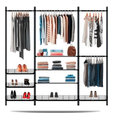 Imagem de Guarda roupa closet aramado aberto CLR281 - 2,20 Smart Black - Casa Ex