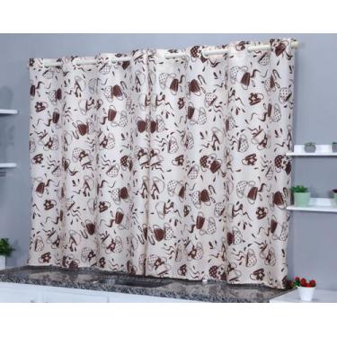 Imagem de Cortina para Decoração de Cozinha Copa Sala de Jantar Oxford Estampada