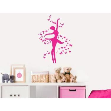 Imagem de Adesivo De Parede Bailarina Borboletas - Senhorita Decor - PINKIE