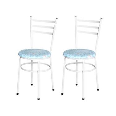Imagem de Conjunto 2 Cadeiras Epoxi Branca Para Cozinha Assento Estampado - Laum