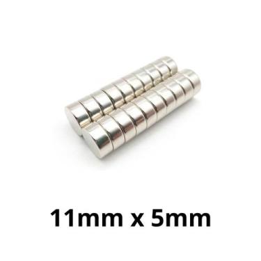 Imagem de Kit 20 Imã Neodímio Disco Magnético N35 11 x 5mm Super Forte Potente R