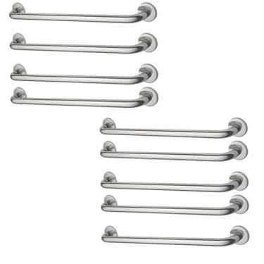 Imagem de Alça de Apoio Barra 70cm Inox Kit 9 Unidades Idoso Acessibilidade Gest