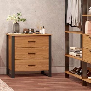 Imagem de Cômoda com 3 Gavetas Industrial em 100% MDF Freijó Dalla Costa