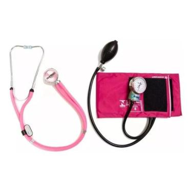 Imagem de Kit Esfigmomanometro Com Estetoscopio Rosa PAMED