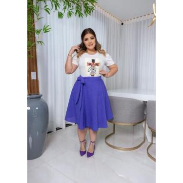 Imagem de Saia Midi Envelope Plus Size Moda Fashionista Look Verão - On.shop, Az