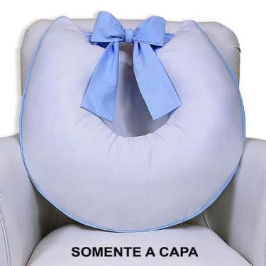 Imagem de Capa de Almofada Amamentação Piquet Com Laço - Laura Baby, Branco c/ A