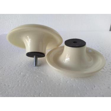 Imagem de Puxador duplo redondo de resina para porta de vidro marfim grande - Sa