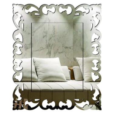 Imagem de Espelho Decorativo Veneziano Sala Quarto 75x90 3802 - CREATUS, prata