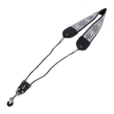 Imagem de Correia de Pescoço de Saxofone Bordado, Alça de Pescoço de Sax Correia de Couro de Saxofone Bordado Acolchoada para Sax Alto Tenor Acessórios de Instrumento Ajustáveis (TS‑05